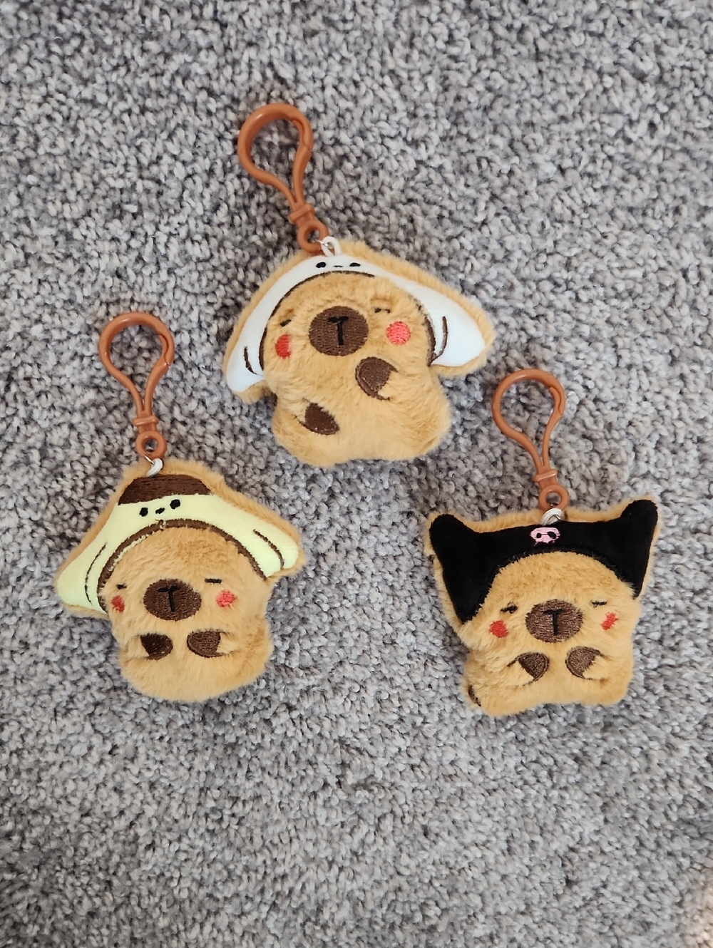 Plush Capebara Keychain Trio - PomPom, Kuromi & Cinna Themed